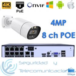 NVR 8ch POE + Cámaras Exterior POE 4MP
