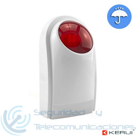 Sirena Exterior Inalámbrica con Luz Flash y Batería Respaldo