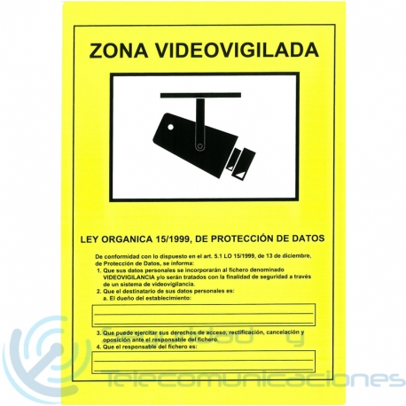 Cartel Zona Videovigilada CCTV Homologado