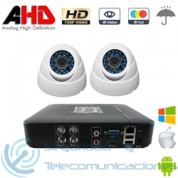 DVR AHD 720p 4ch + 2 Cámaras Interior