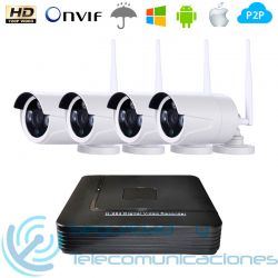 NVR 8ch + 4 Cámaras Exterior HD IP-WiFi
