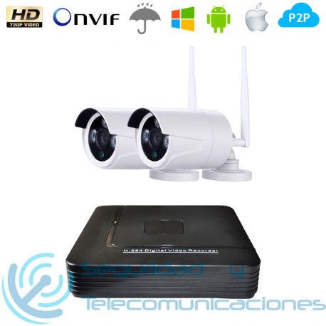 NVR 4ch + 4 Cámaras Exterior HD IP-WiFi